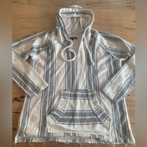 Ocean Drive Lightweight Beach Hoodie Long‎ Sleeves Cream Blue Small Prelo…